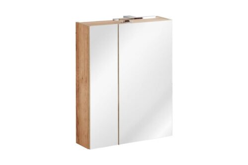 Wall cabinet with mirror and lighting, oak “Capri 842”