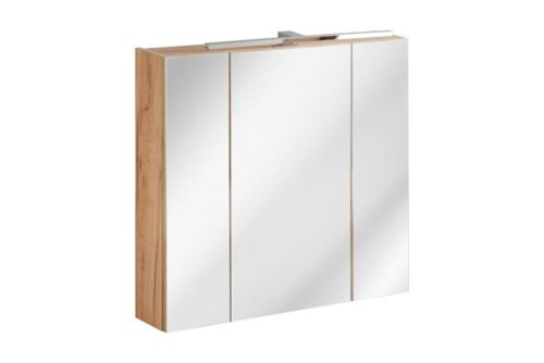 Wall cabinet with mirror and lighting, oak “Capri 843”