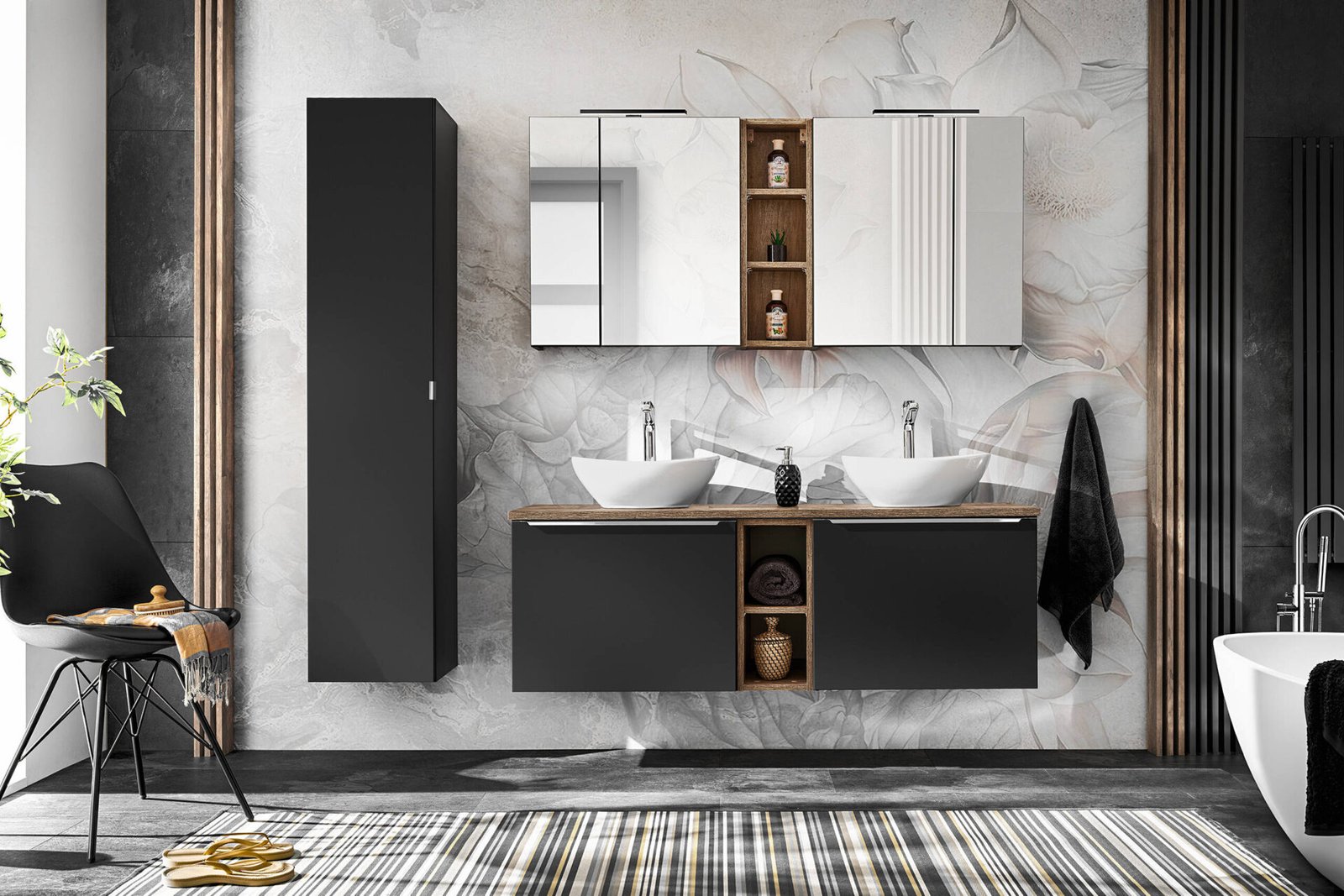 Mirror cabinet, 60 cm, Santa Fe, black - Image 5
