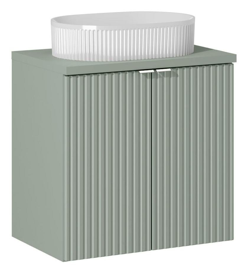 Beyond 60 cm Line Reed Green Countertop and Vanity Cabinet with Doors