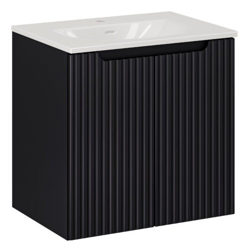 60 cm Nova Black washbasin cabinet with doors