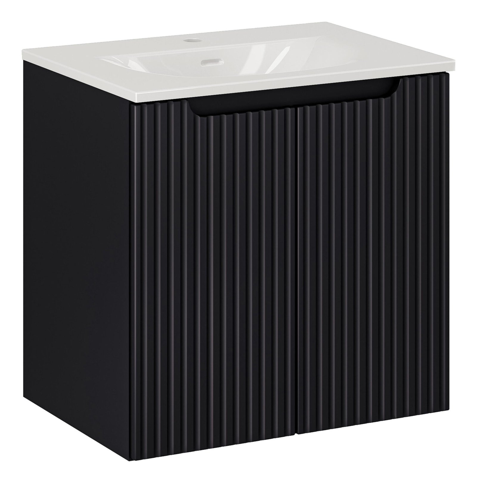 60 cm Nova Black washbasin cabinet with doors