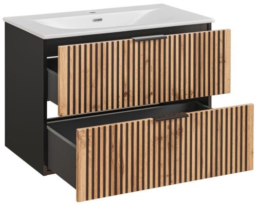 Xilo black Wotan 80 cm washbasin cabinet