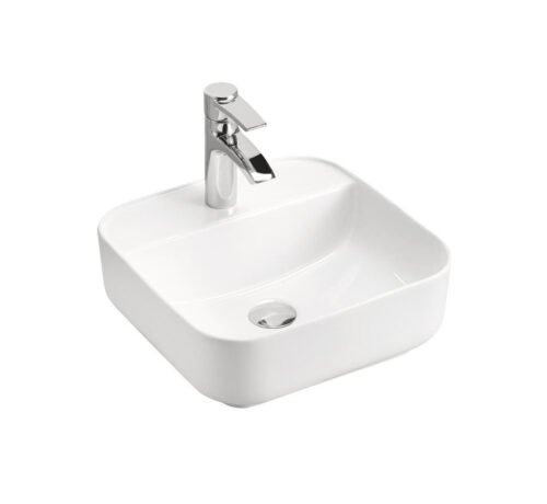 Ceramic countertop washbasin UM-6288 MAGIC 40 white glossy