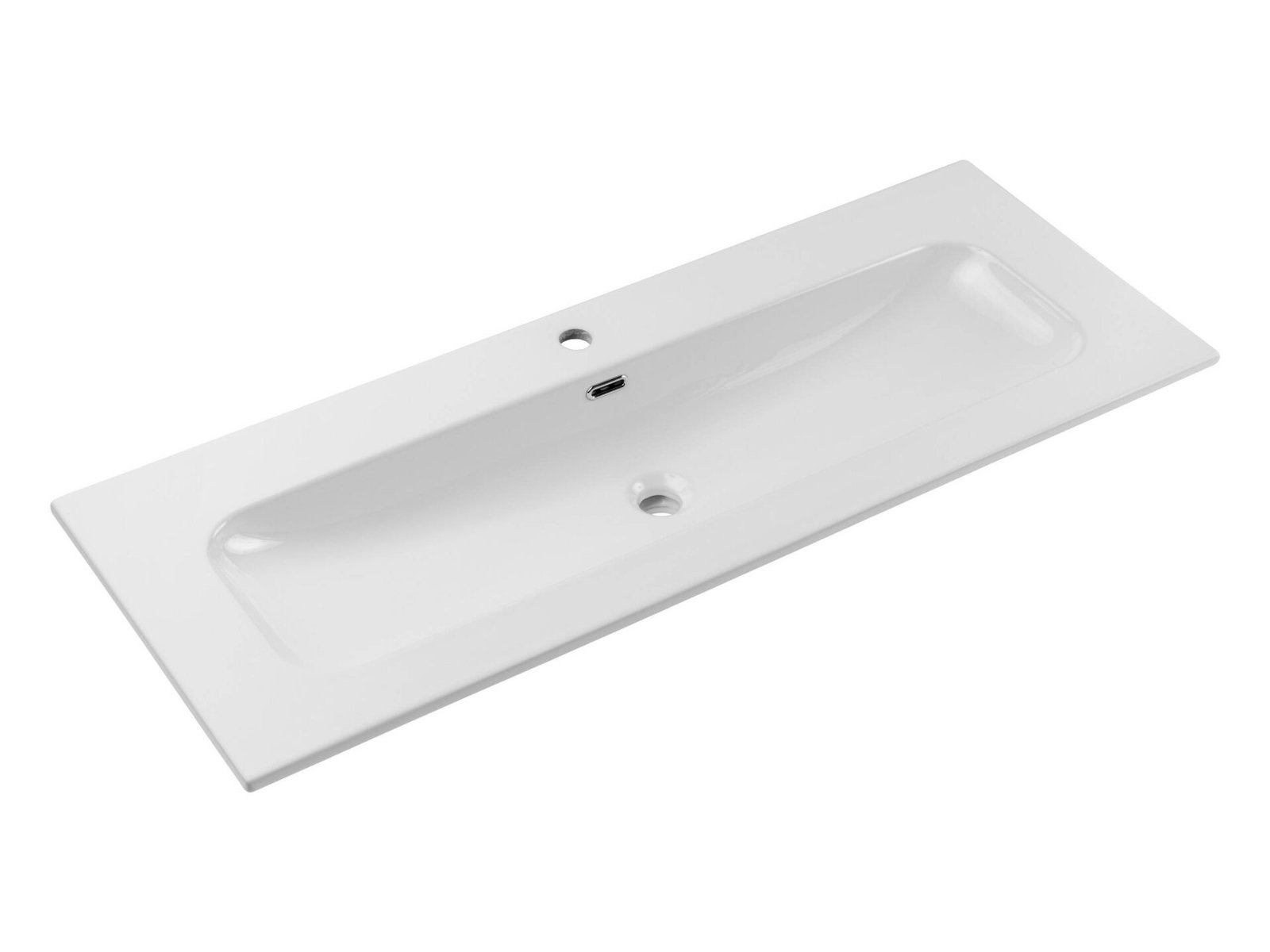 Ceramic washbasin for furniture, 120 cm, FLY 120 2TH E-8073-120-2TH, glossy white