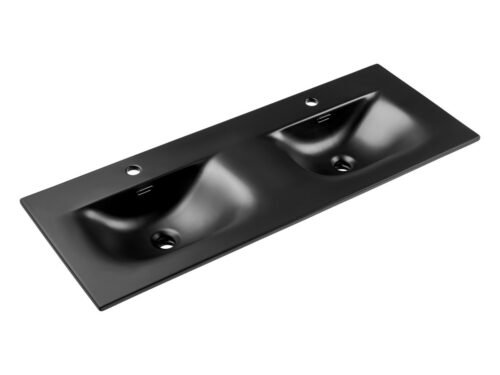 Ceramic furniture washbasin, double bowl, 120 cm, SKY 1 BLACK MATT, 120D, E-8099-120D, matte black