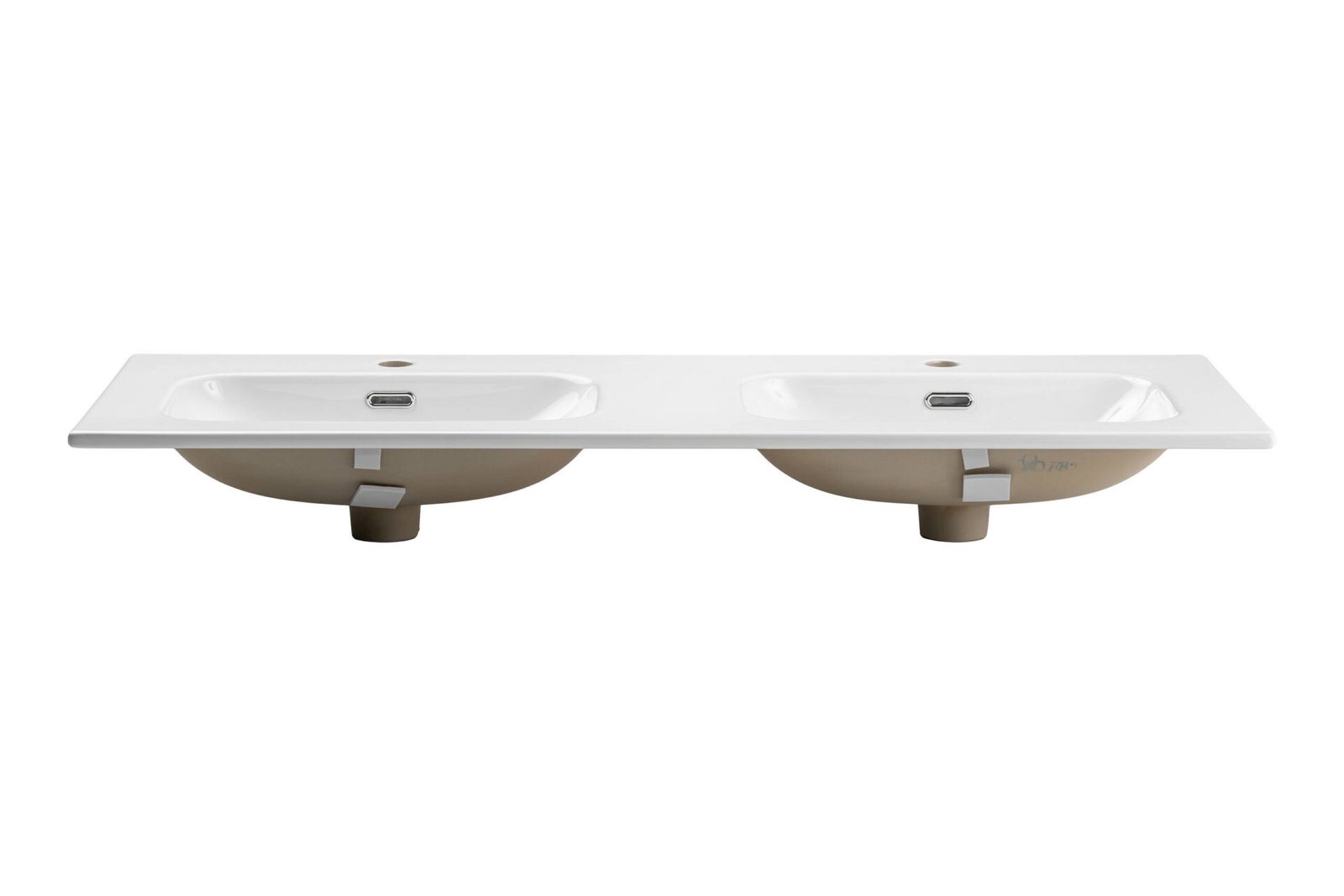 Furniture washbasin, two-chamber, ceramic, 120 cm, FLY 120D, E-8073-120D, glossy white - Image 3