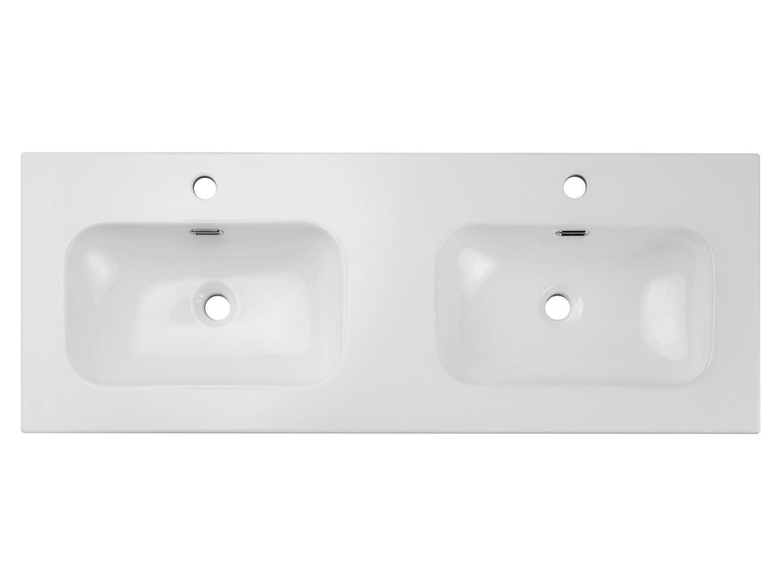 Furniture washbasin, two-chamber, ceramic, 120 cm, FLY 120D, E-8073-120D, glossy white - Image 2
