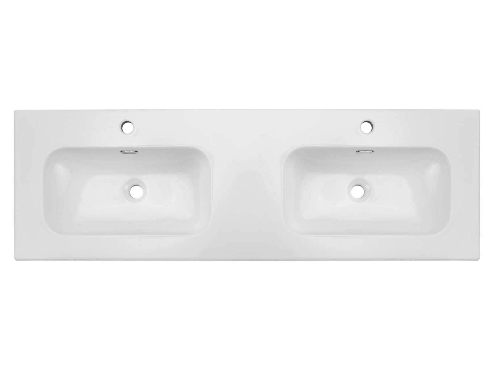 Furniture washbasin, two-chamber, ceramic, 140 cm, FLY 140D DP E-8073-140D, glossy white - Image 2