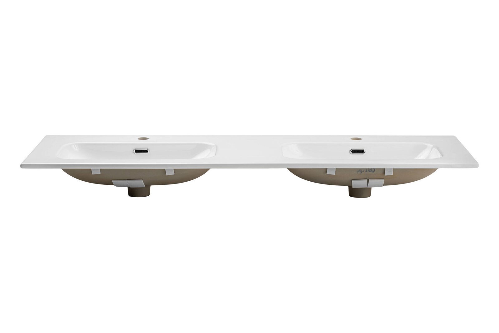 Furniture washbasin, two-chamber, ceramic, 140 cm, FLY 140D DP E-8073-140D, glossy white - Image 3