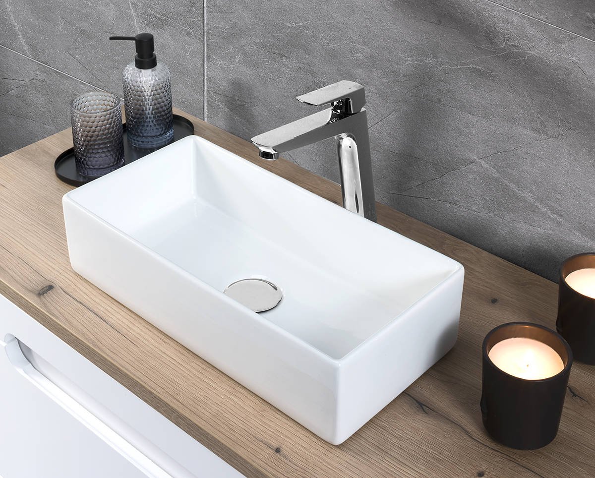 Ceramic countertop washbasin GAJA45-SW, glossy white - Image 4