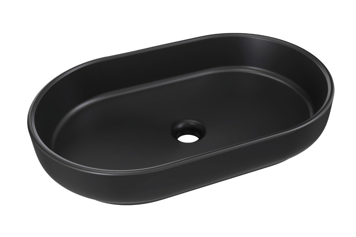 Ceramic countertop washbasin RIVER 2 BLACK MATT UN 55 (E-6594) Matte black