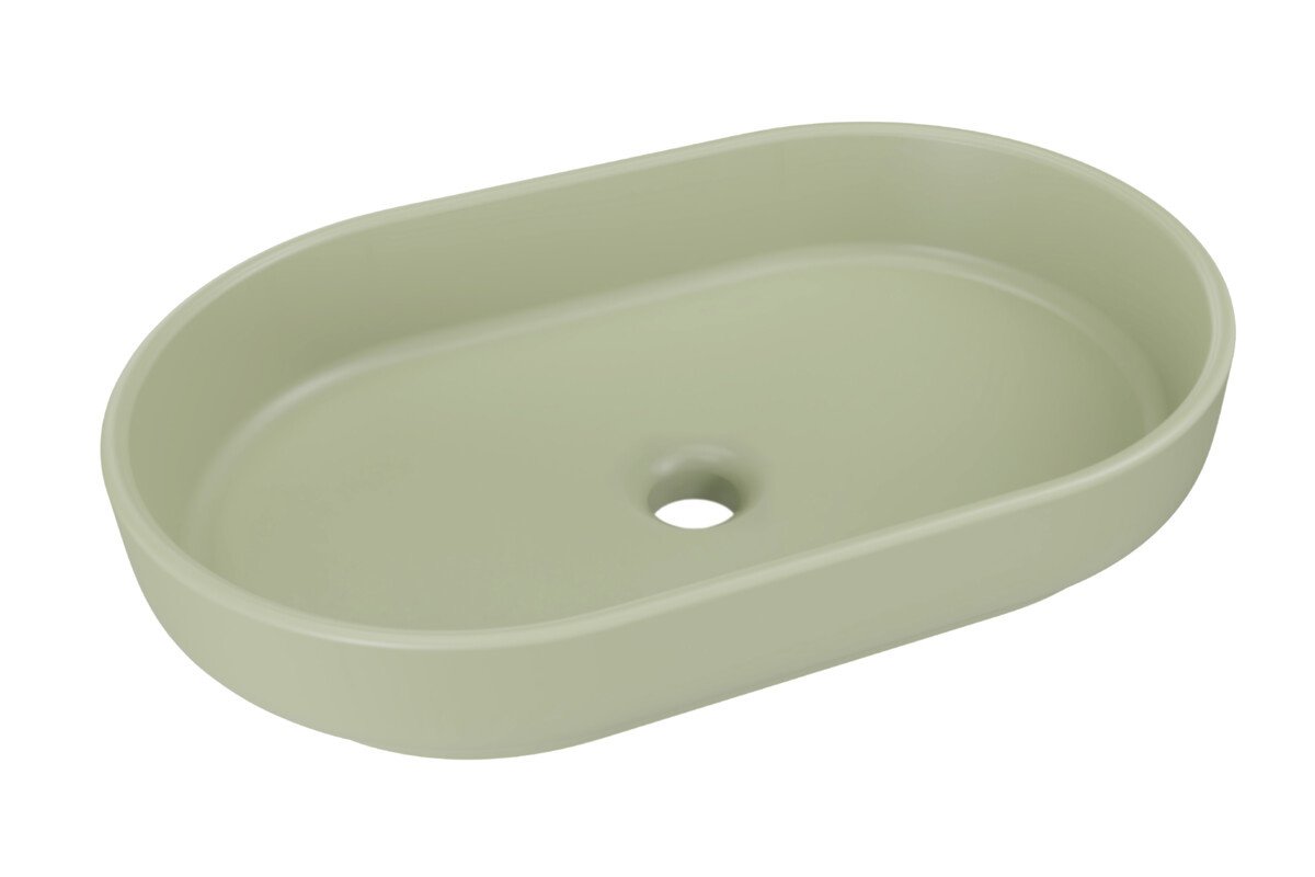 Ceramic countertop washbasin RIVER 2 olive green matte UN 55 (E-6594) matte green