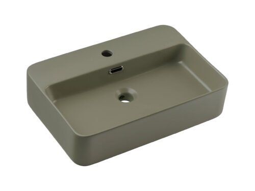 TRUST 2 OLIVER GREEN E-6282 ceramic countertop washbasin, matte green color