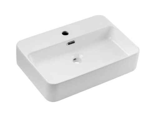 TRUST 2 WHITE E-6282 White glossy ceramic countertop washbasin