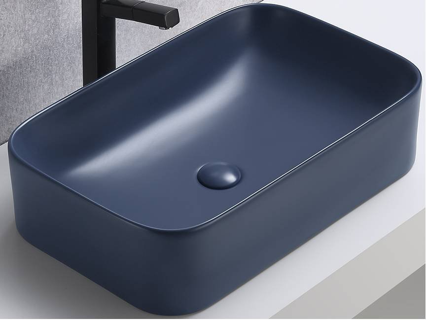 Ceramic countertop washbasin UN-KAMA-MNB-60, matte, dark blue - Image 4