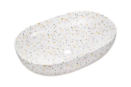 Ceramic countertop washbasin UN-LILI-MW21, matte terrazzo color