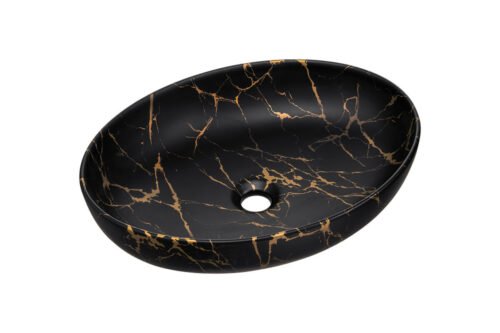 Ceramic countertop washbasin UN-MONA-MB12 matte black gold color