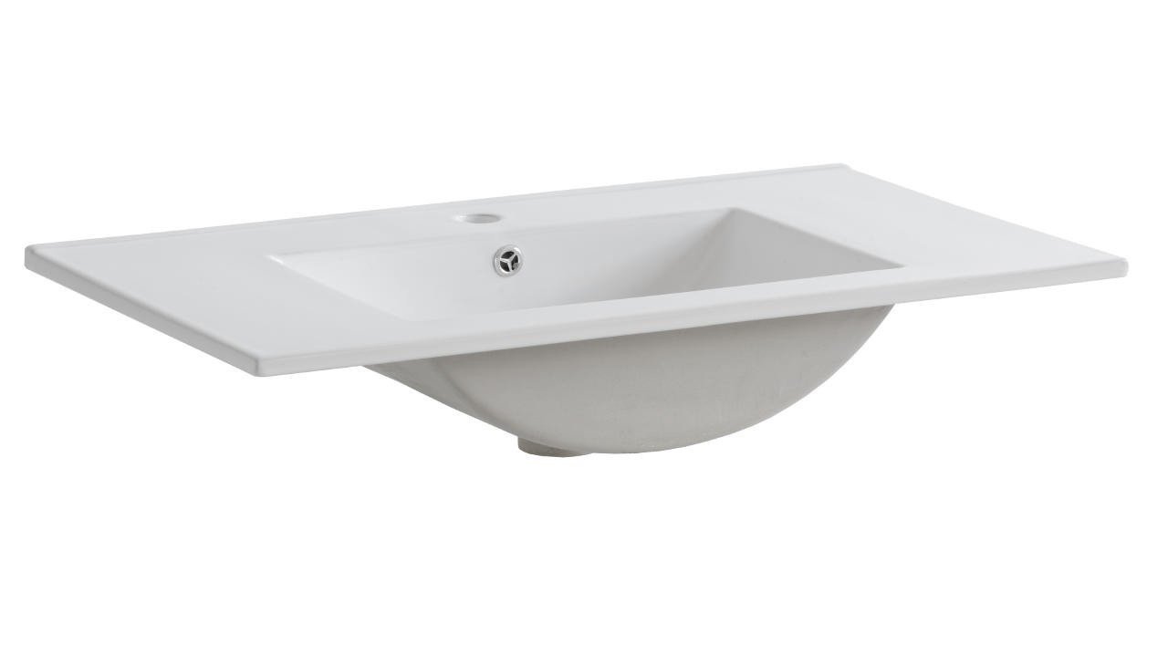 Classic oak-colored 80 cm washbasin cabinet - Image 3