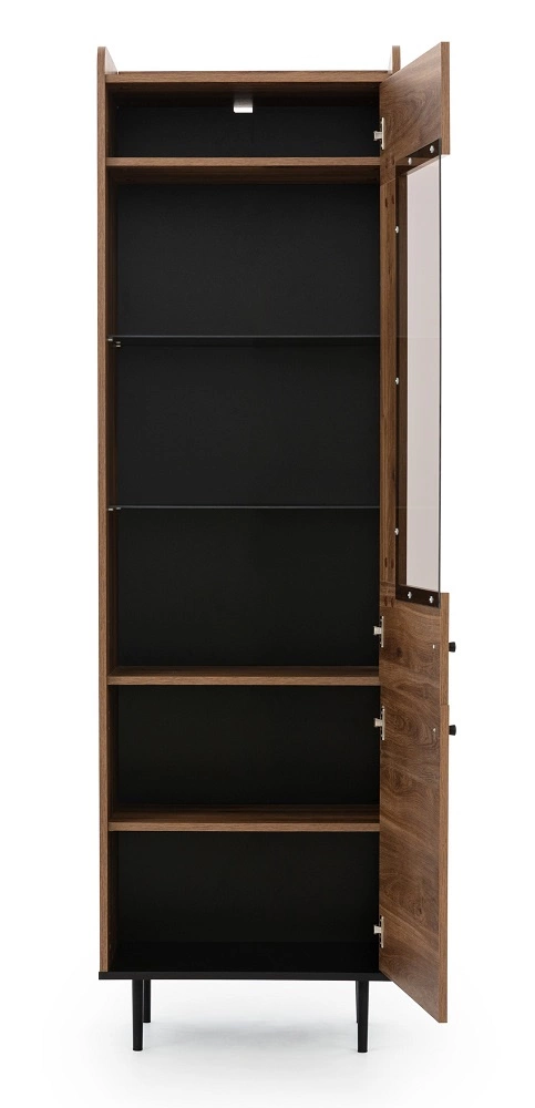 Apallo display cabinet 60 cm, brandy oak color, original design, Castello body with metal legs, elements made of tempered glass - Image 2