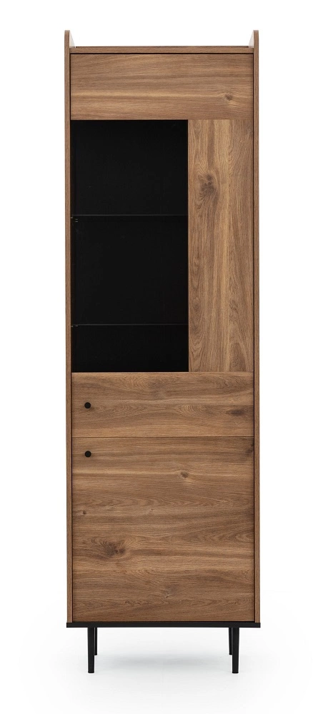 Apallo display cabinet 60 cm, brandy oak color, original design, Castello body with metal legs, elements made of tempered glass - Image 3