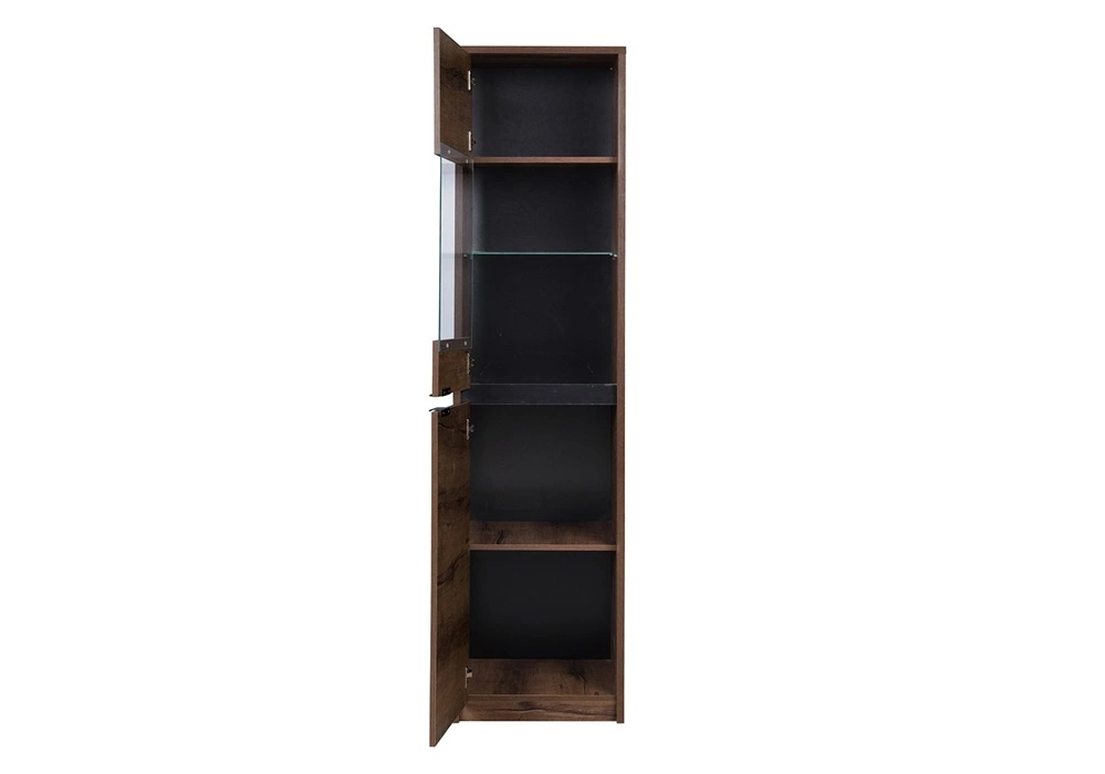Denver display cabinet, 50 cm, monastery oak / black gloss, simple design, tempered glass display cabinet for the living room, classic style - Image 2