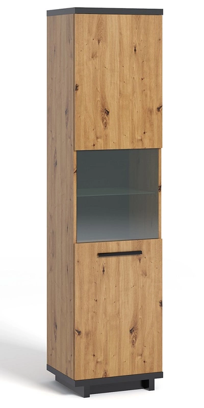 Simi GB display cabinet, 50 cm, artistic oak / black color, minimalist design, classic shape, ideal chest of drawers for the living room or lounge