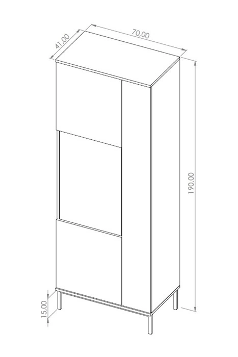 "Tutti" display case, 70 cm, black, stylish design, safety tempered glass display case, high metal leg, opens by pushing - Image 2