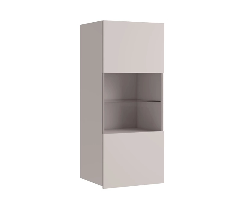 CALABRINI hanging display cabinet, 45 cm, beige color, minimalist design, stylish display cabinet for the living room, simple shape, suitable for any interior