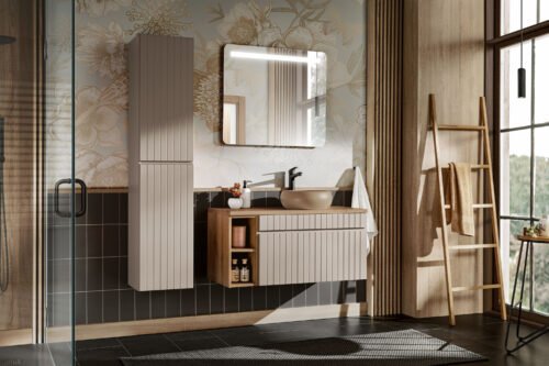100 cm ICONIC CASHMERE set with WIKI MC washbasin and shelf