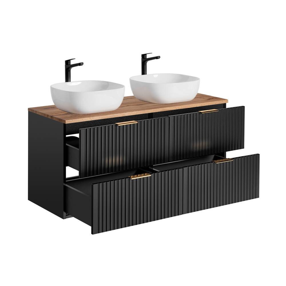 120 cm ADEL BLACK set with double cabinet, countertop and "Smile" washbasins - Image 2