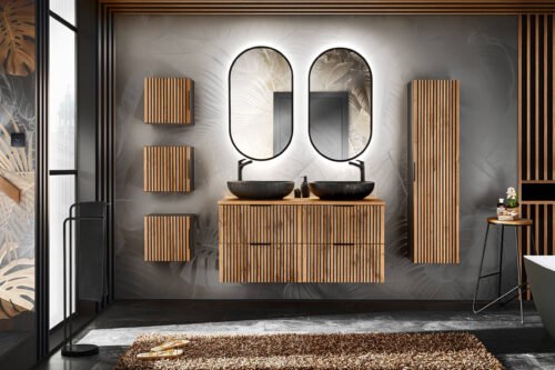 120 cm Xilo Black set with MONA-MB12 washbasins