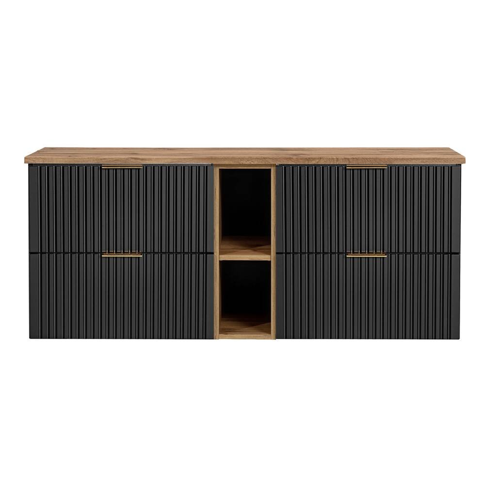 Set 140 cm ADEL BLACK with double cabinet, lower shelf and upper part