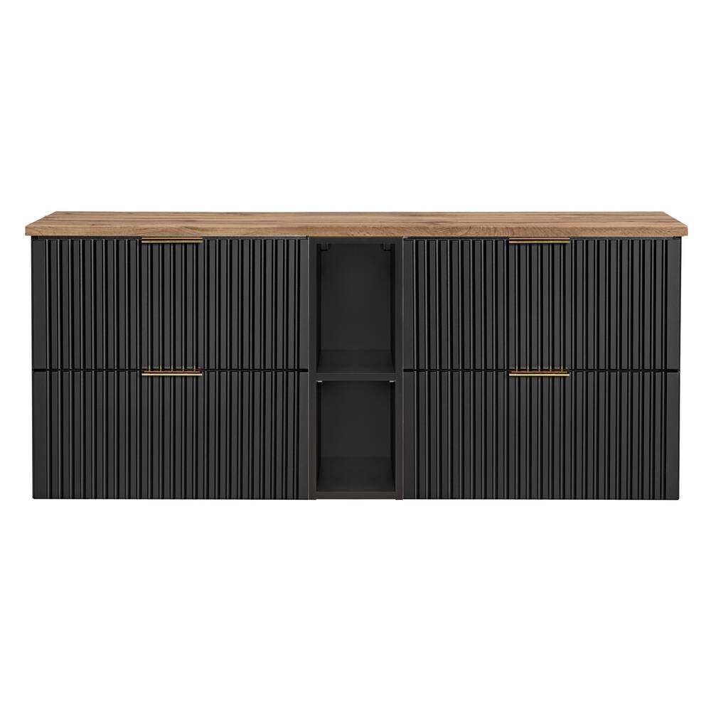 Set 140 cm ADEL BLACK with double cabinet, lower shelf and table top