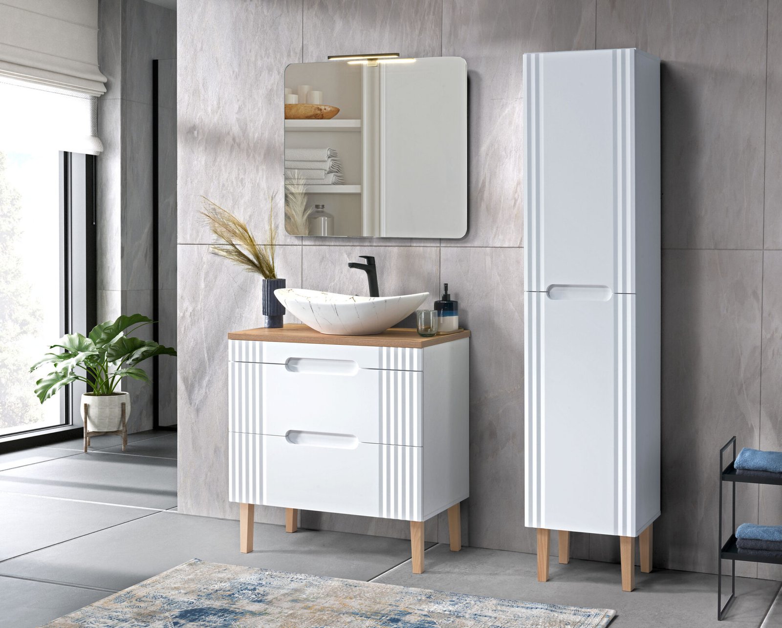 80 cm FIJI WHITE set with LENA MW17 washbasin