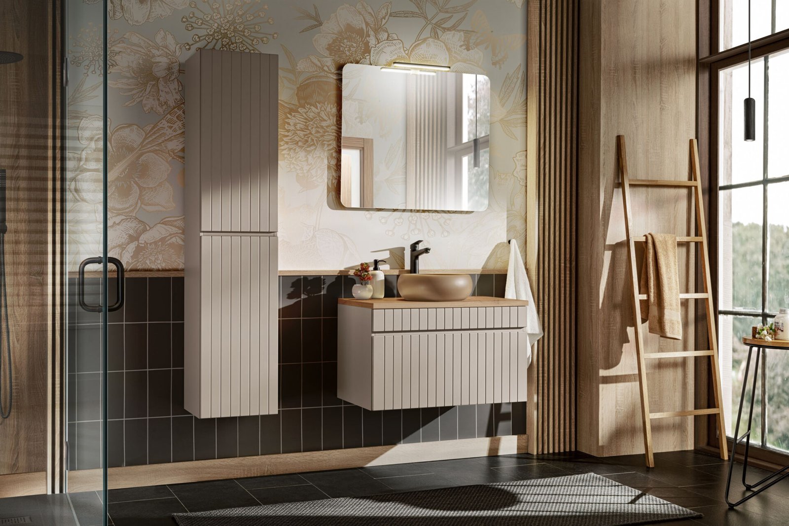 80 cm ICONIC CASHMERE set with WIKI MC washbasin