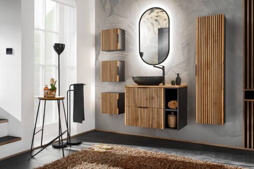 80 cm Xilo Black set with MONA-MB12 washbasin