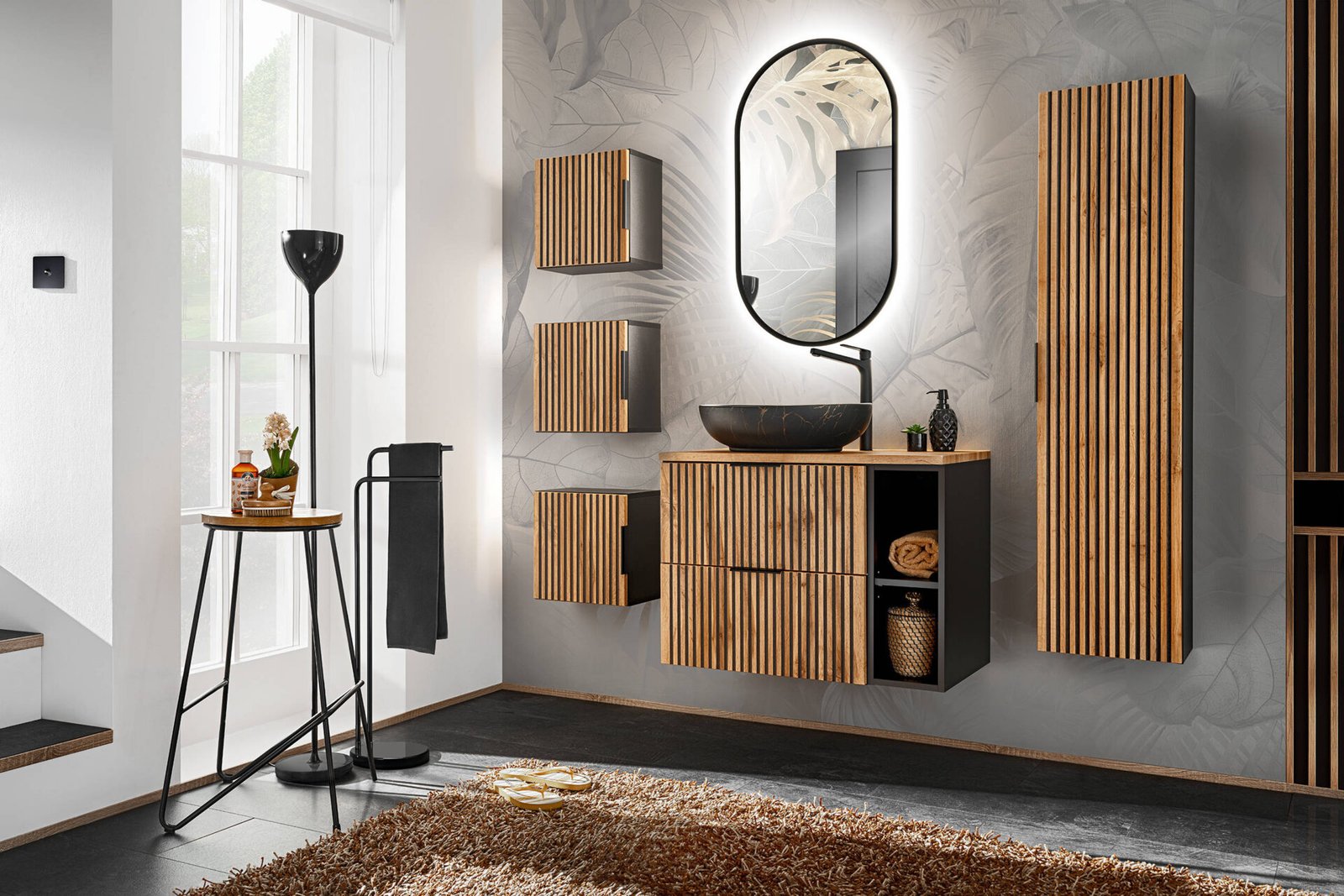 80 cm Xilo Black set with MONA-MB12 washbasin
