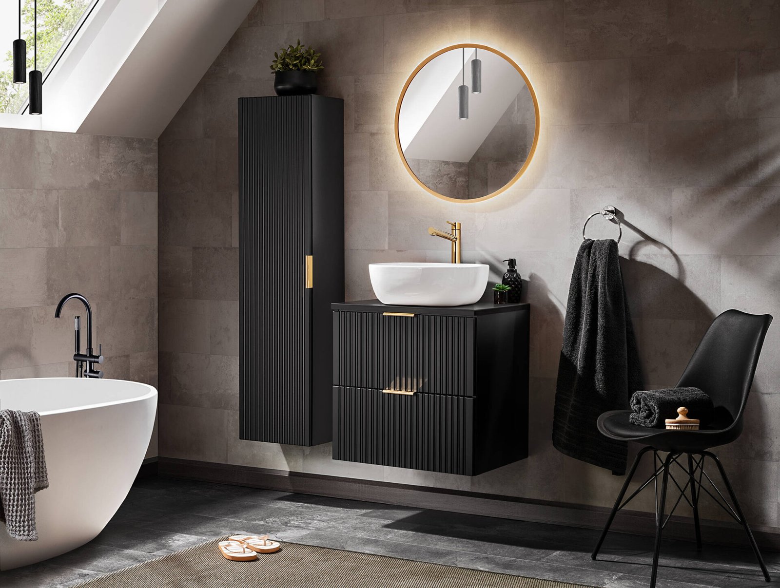 ADEL BLACK set with 60 cm cabinet and SMILE washbasin - Image 2