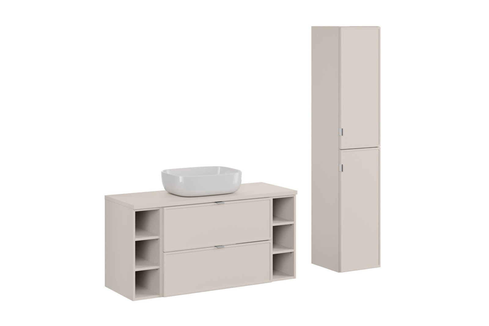Bella Cashmere set 120 cm with countertop, Smile washbasin and column