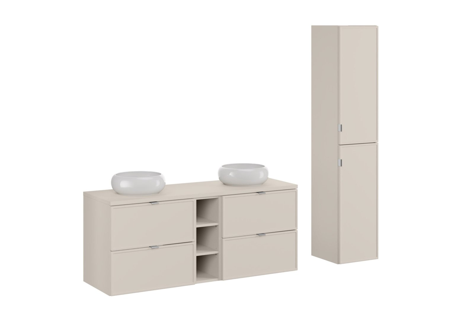 Bella Cashmere set 140 cm with WIKI washbasins and column