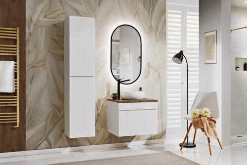 ICONIC WHITE set with Apollo mirror, WIKI washbasin and column