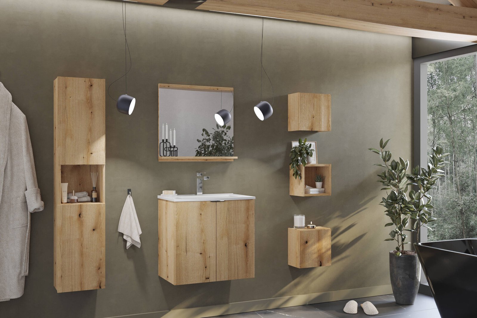 Bathroom furniture set "Nova Oak", 50 cm