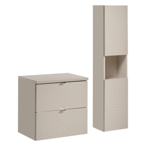 Set of 2 drawer cabinets, 60 cm, with table top and high column, Viva Cashmere