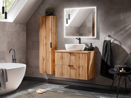 80 cm ADEL OAK cabinet with SMILE washbasin set