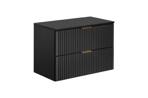 Washbasin cabinet set with 2 drawers, 80 cm, with matte black countertop