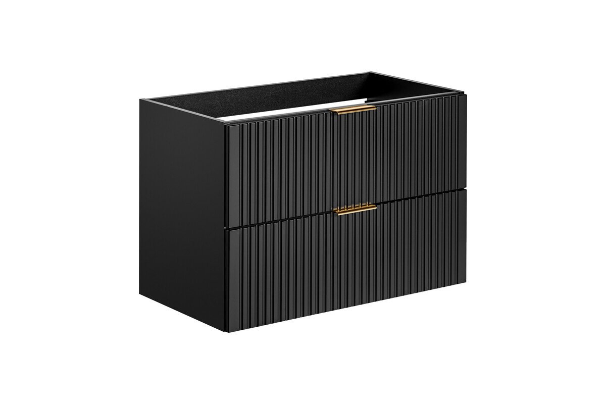 Washbasin cabinet set with 2 drawers, 80 cm, with matte black countertop - Image 2