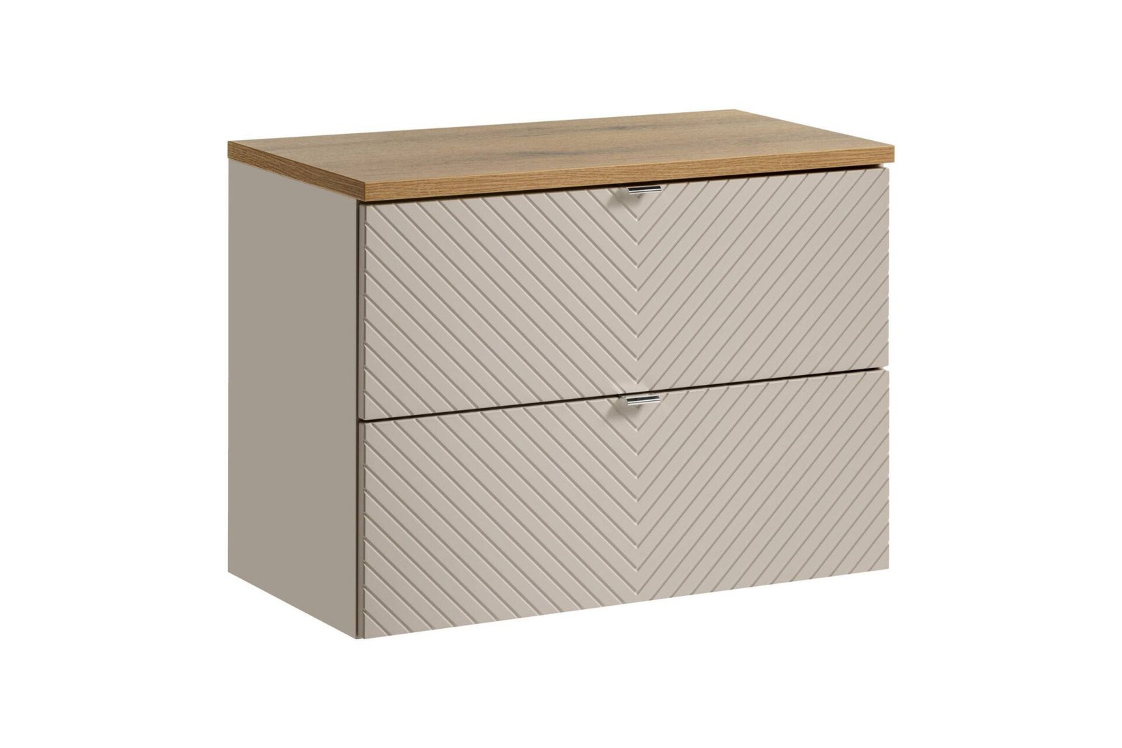 Washbasin cabinet set with 2 drawers, 80 cm, with countertop, Viva Cashmere Oak Coast Evoke