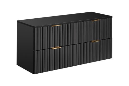 Washbasin cabinet set with 4 drawers, 120 cm, matte black countertop