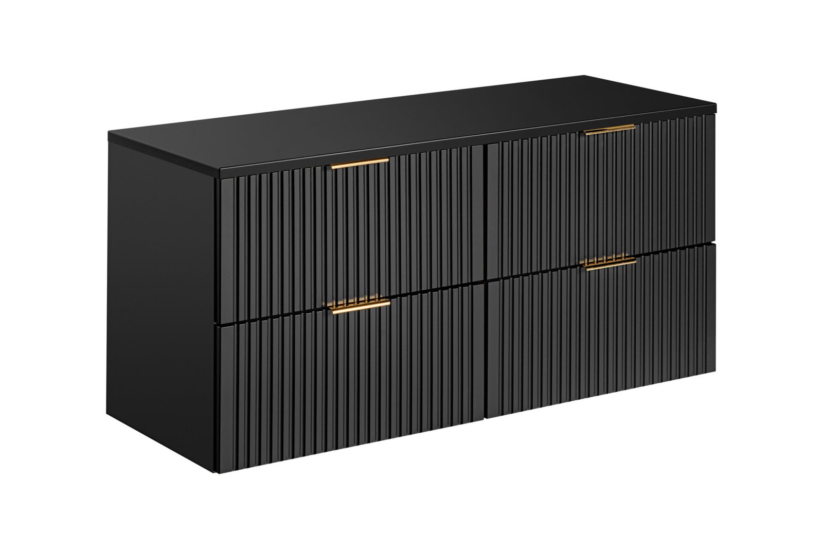 Washbasin cabinet set with 4 drawers, 120 cm, matte black countertop